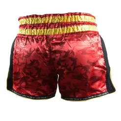 Sandee Muay Thai Shorts Supernatural Power – Red -Fight Gear Shop TS3 REDCARBLKGLD 3