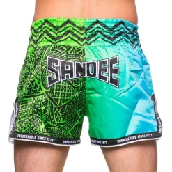 Sandee Muay Thai Shorts Warrior- Green/Blue -Fight Gear Shop TS3 WARRIOR GRNBLU 3