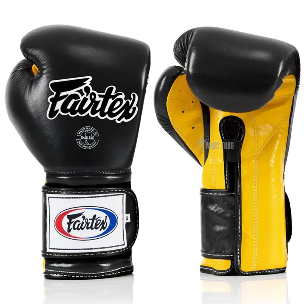 Fairtex BGV9 Black Yellow Mexican Style Muay Thai Gloves 2 Fairtex BGV9 Black Yellow Mexican Style Muay Thai Gloves - Image 2