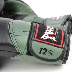 Twins BGVL11 Long Cuff Black Olive Muay Thai Gloves -Fight Gear Shop bgvl11 black olive 3