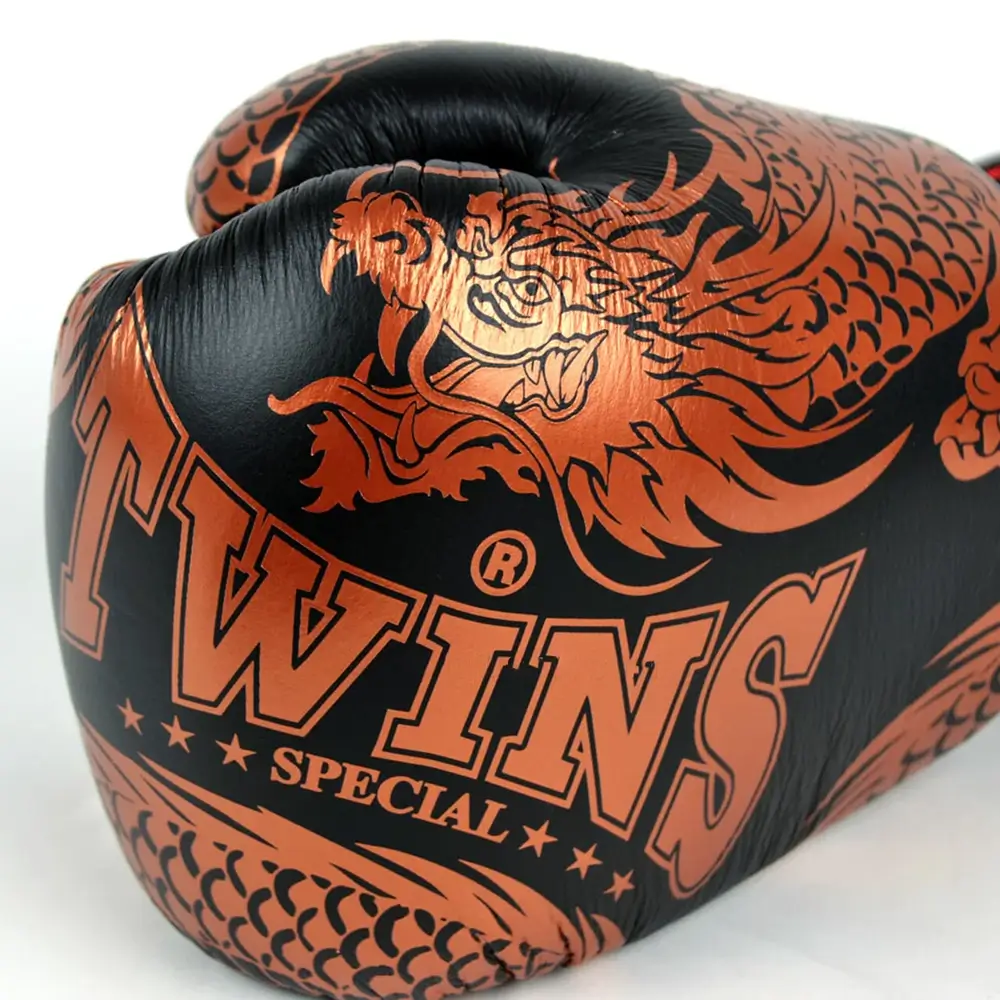 Twins FBGVL3-49 Copper Flying Dragon Muay Thai Gloves 2 Twins FBGVL3-49 Copper Flying Dragon Muay Thai Gloves - Image 2