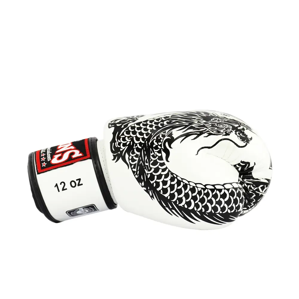 Twins FBGVL3-49 White Flying Dragon Muay Thai Gloves 3 Twins FBGVL3-49 White Flying Dragon Muay Thai Gloves - Image 3