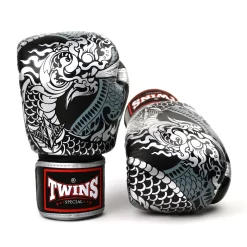 Twins FBGVL3-52 Black Silver Nagas Muay Thai Gloves