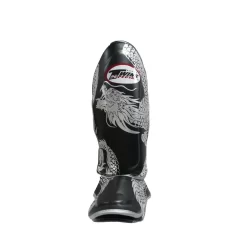 Twins FSGL10-49 Flying Dragon Silver/Black Double Padded Shin Guards