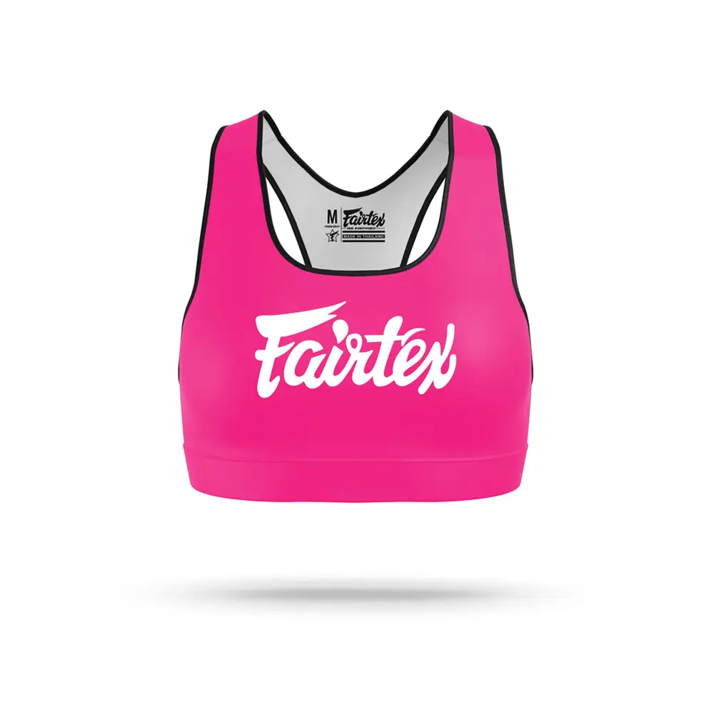 Fairtex SB1 Classic Sports Bra Pink-White 1 Fairtex SB1 Classic Sports Bra Pink-White