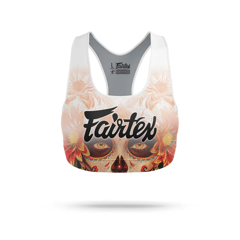 Fairtex Stamp SB10 Sports Bra White-Orange 1 Fairtex Stamp SB10 Sports Bra White-Orange