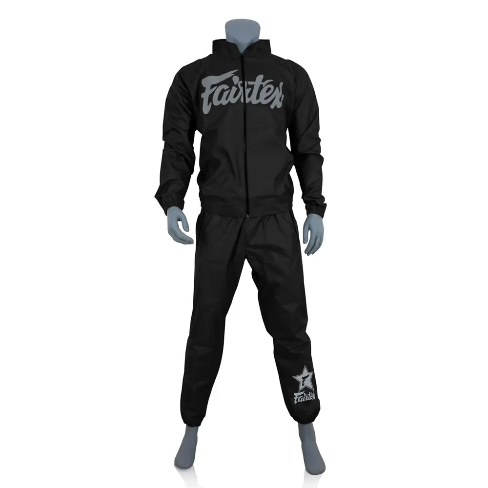Fairtex VS3 Vinyl Sweatsuit Black-Grey 1 Fairtex VS3 Vinyl Sweatsuit Black-Grey