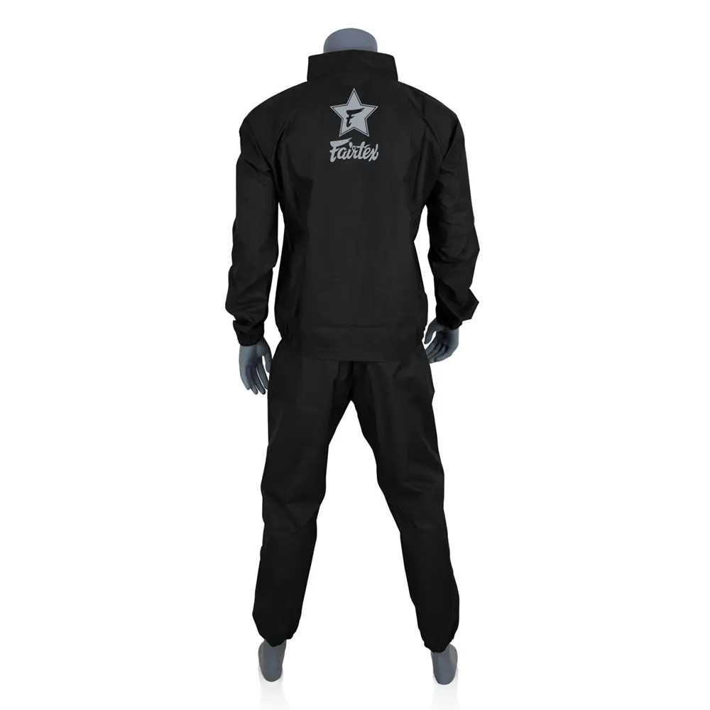 Fairtex VS3 Vinyl Sweatsuit Black-Grey 2 Fairtex VS3 Vinyl Sweatsuit Black-Grey - Image 2